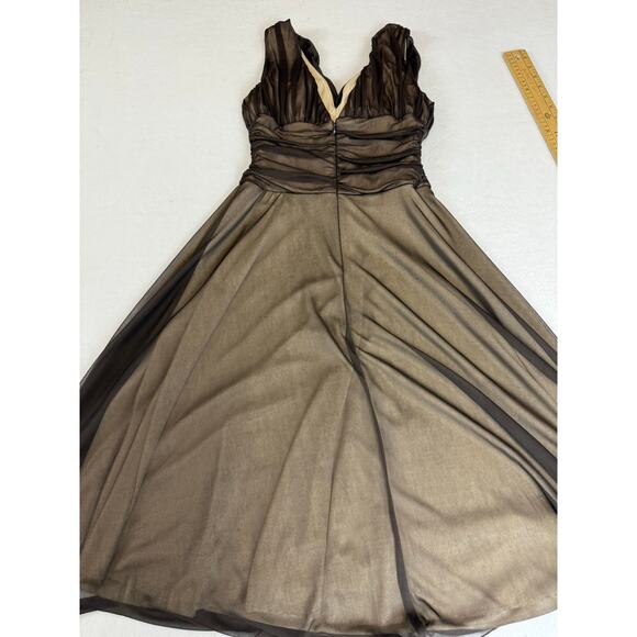 Connected Apparel Ruched Knee Length Mesh‎ Overlay Dress Goth Y2K 6P - Picture 7 of 15